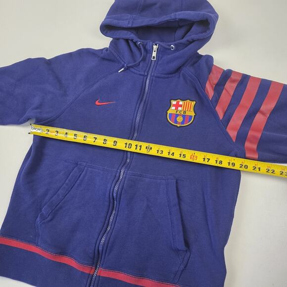 Nike FC Barcelona Full Zip Dri-Fit Soccer Jacket Hoodie Medium Men Blue - Picture 4 of 10
